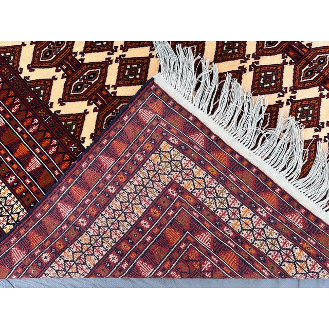 Ivory Turkmen Bokhara Hand-Knotted Wool Rug - 6'9" X 9'6" For Sale - Image 11 of 11
