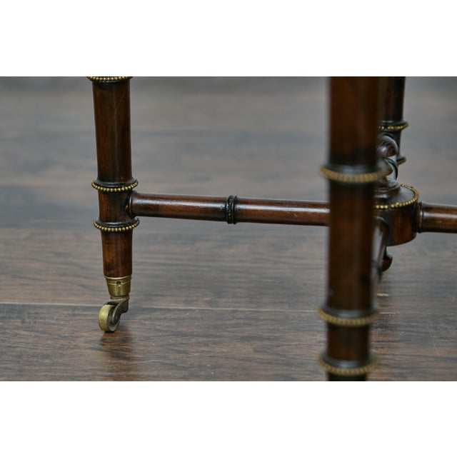 Brown 19th Century English Faux Bamboo Side Table with Zebra Hide Top and Casters For Sale - Image 8 of 12