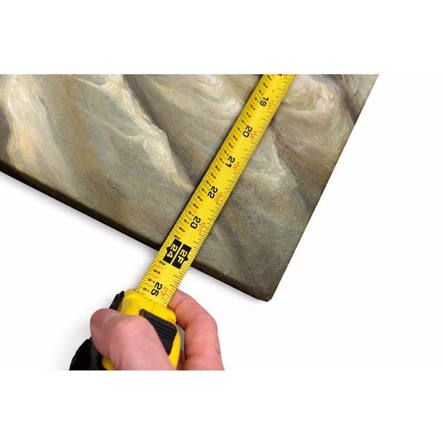 French Provincial Vintage 1970s Unframed 20 Inch X 24 Inch Romantic European Style Oil Portrait of Woman – Classical Salon Style For Sale - Image 3 of 13