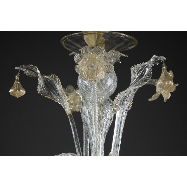 Large Murano Glass and Gold Chandelier For Sale - Image 9 of 18