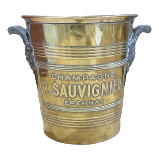 Brass Champagne Bucket by R. Sauvignier, 1930s For Sale