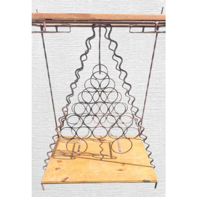 1980s Hand Forged Iron Wood Texas Star Rustic Ranch Style Dry Bar For Sale - Image 5 of 7