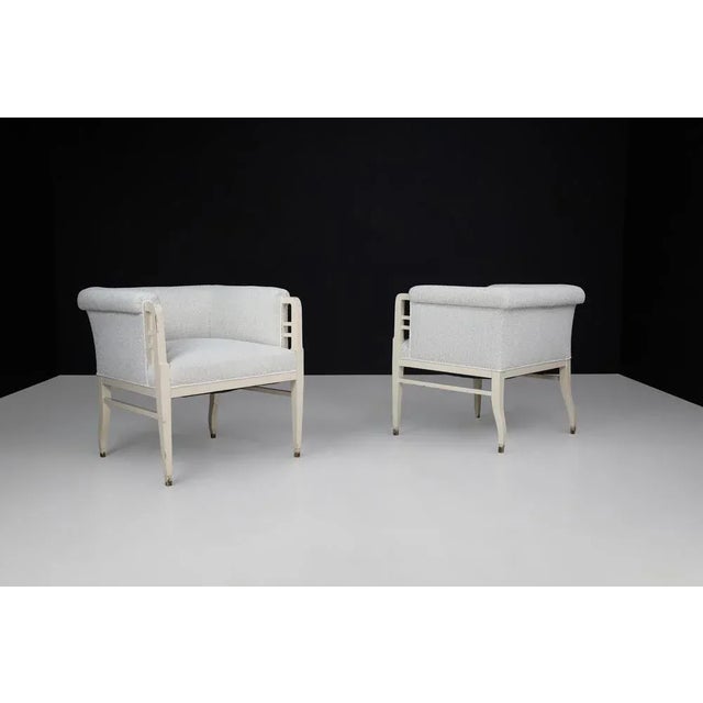 Gold Large Art Nouveau Armchairs in Bouclé Upholstery, Austria, 1910, Set of 2 For Sale - Image 8 of 13
