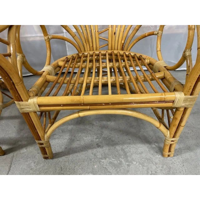 Tan Vintage Bent Rattan Circle Sided Chairs, a Pair For Sale - Image 8 of 12