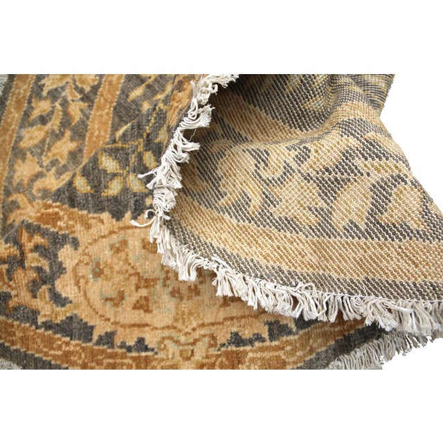 Bespoke 5’ Round Hand-Knotted "Tree of Life" Rug in Gold & Royal Purple For Sale In Los Angeles - Image 6 of 7