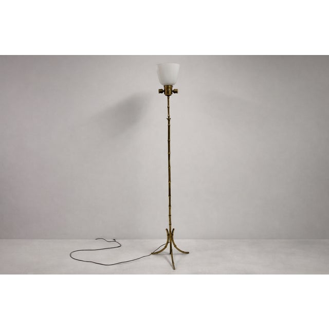 Mid-Century Modern Brass and Faux Bamboo Floor Lamp, 1960s For Sale - Image 13 of 15