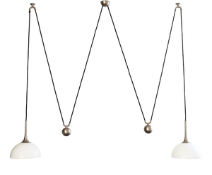Double Posa 22 Counterweight Pendant Lamp in Nickel and Porcelain by Florian Schulz, 1990s