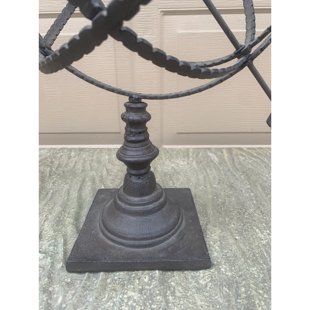 Late 20th Century Large Classical Iron Armillary Sphere Garden Sculpture on Stand – English Estate Style For Sale - Image 5 of 10