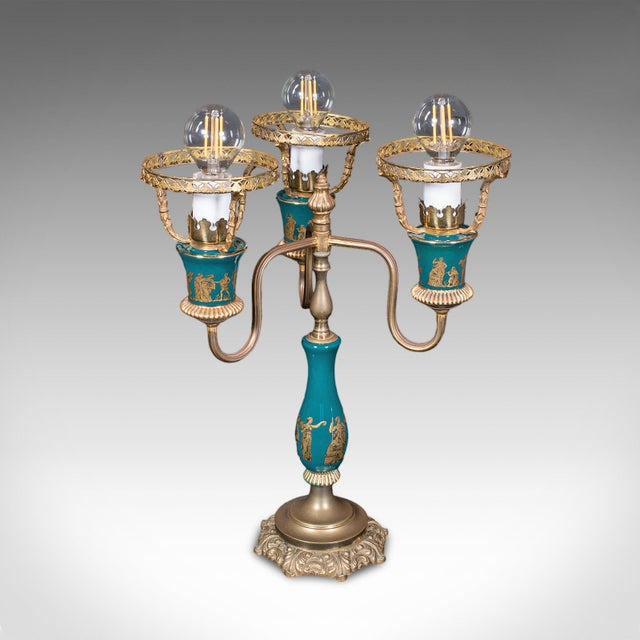 Vintage Three Branch Table Lamp, English, Accent Light, Neoclassical Revival For Sale - Image 12 of 12