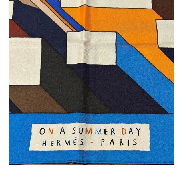 Hermes On Summer Day Silk Shawl 140cm For Sale - Image 9 of 11