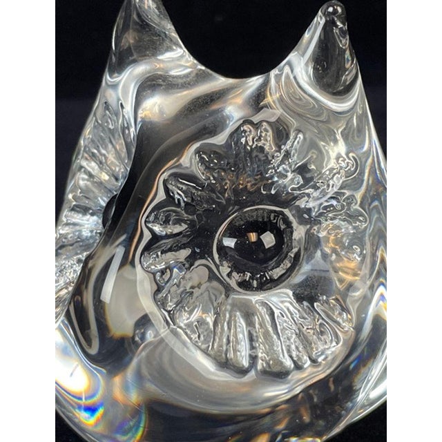 Glass Vintage Daum France Crystal Owl Paperweight Figurine Signed Art Glass For Sale - Image 7 of 10
