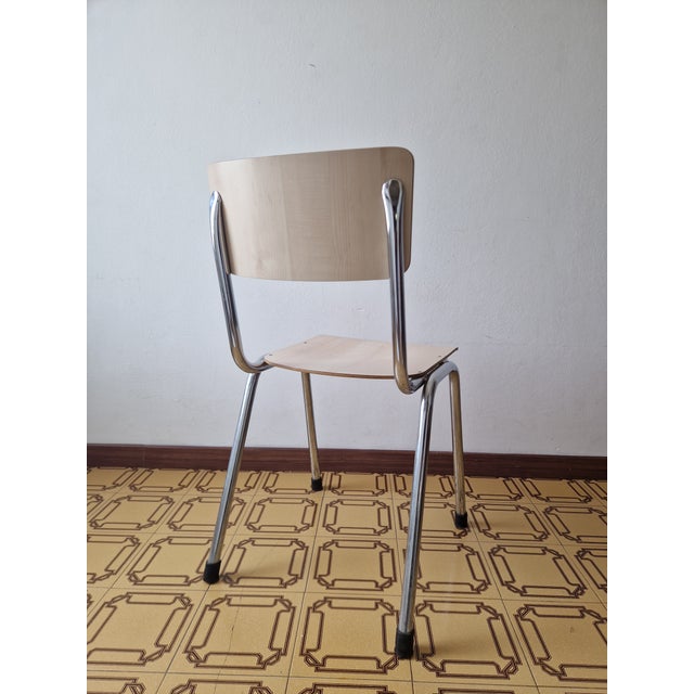 Modern Chairs Chrome Tubular Frame and Curved Wood, 1970s For Sale - Image 13 of 16
