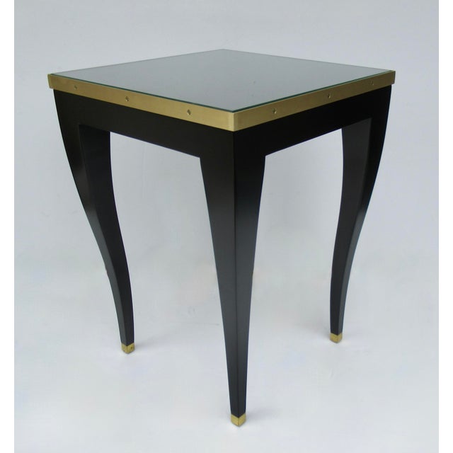 Donghia C.1980's "Essence," Square Occasional, Side, Satin Brass Gallery Satin Ebony Finish With Brushed Satin Brass Details For Sale - Image 9 of 18