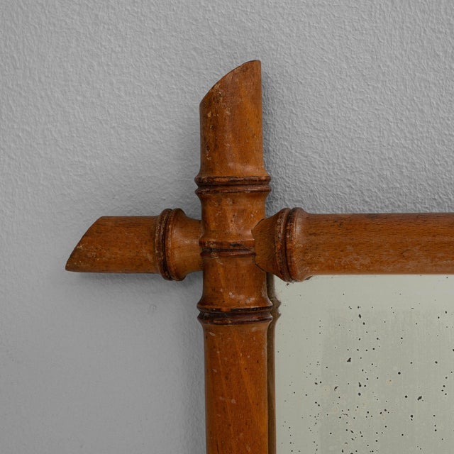 French 19th Century France Tan Wood Mirror For Sale - Image 3 of 8