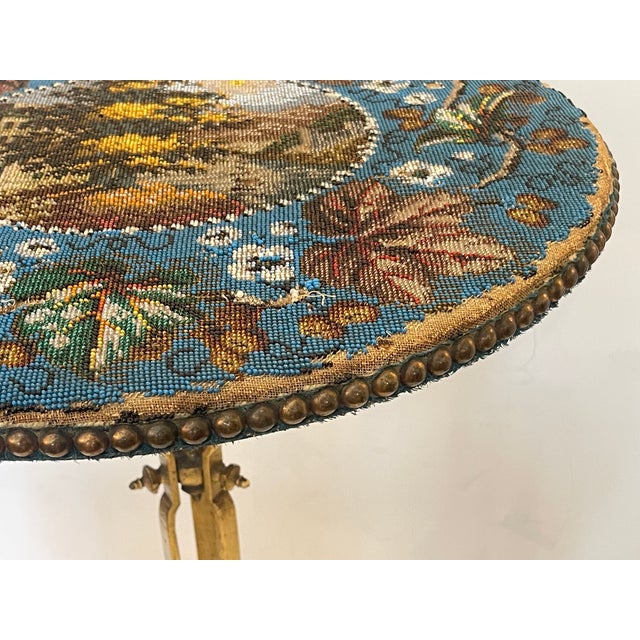 French Beaded Top Wrought Iron Table by Maison Huret, Circa 1865 For Sale In West Palm - Image 6 of 15