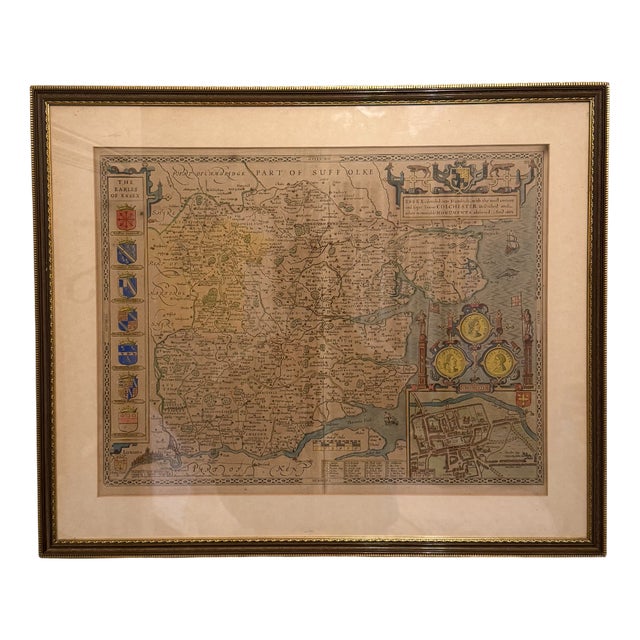 Map of the English County of Essex by John Speed for Henry Overton, 18th Century For Sale