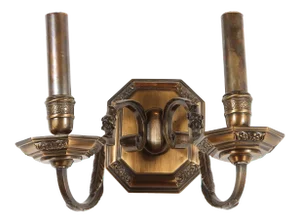 1940s American Bronze Double Sconces - a Pair