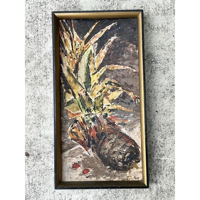 Sienna Vintage MCM Original Abstract Oil on Board For Sale - Image 8 of 12