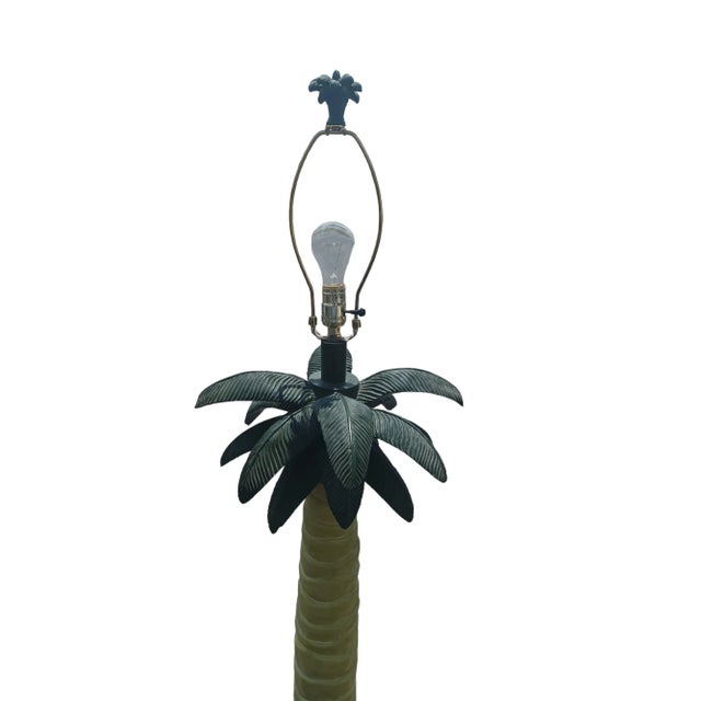 Vintage palm tree floor lamp with palm frond finial. Made in the Late 20th Century