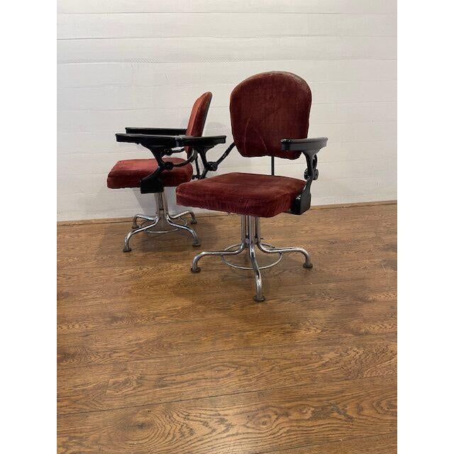 Mid-Century Red Barber Chairs, Set of 2 For Sale - Image 10 of 11