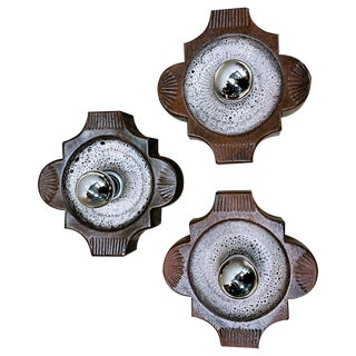 Vintage Ceramic Wall Lamps from Hustadt Leuchten, 1960s, Set of 3 For Sale