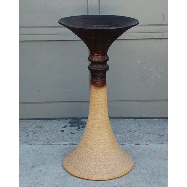 This listing is for a unique large ceramic sculpture torchere light. It is in good condition and made in the 1960s.