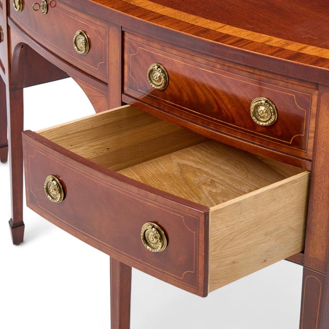 Wood Baker Historic Charleston Inlay Mahogany Bow Front Sideboard Credenza For Sale - Image 7 of 9