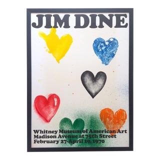 Jim Dine Rare Vintage 1970 Framed Silkscreen Print Whitney Museum Collector's Pop Art Exhibition Poster For Sale