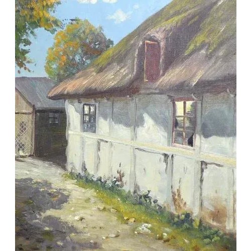Mid 20th Century Farmhouse Landscape Oil Painting Gustav P. Rimmer 1904 - 1966 Listed Artist For Sale - Image 5 of 8