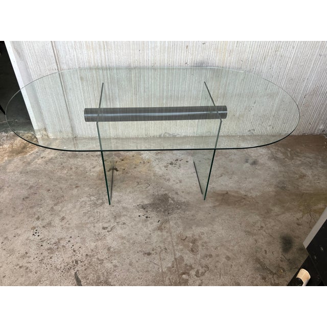 Mid-Century Modern Glass Dining Room Table with Glass Legs in the Pace Style For Sale - Image 4 of 18