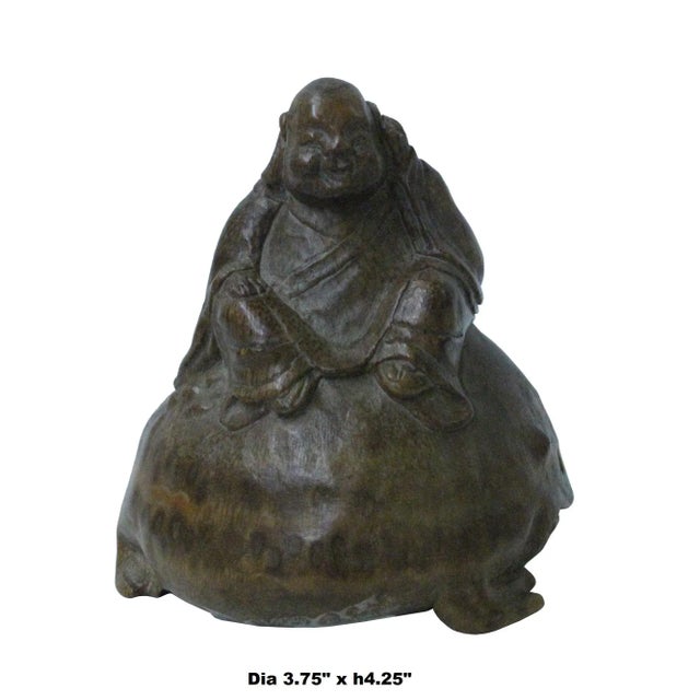 Wood Chinese Bamboo Carved Lohon Figure Display For Sale - Image 7 of 8