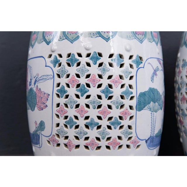 Porcelain Stool with Floral Decor For Sale - Image 6 of 14