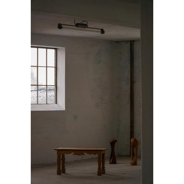 Brown Mid-Century Carved Oak Bench, 1979 For Sale - Image 8 of 18