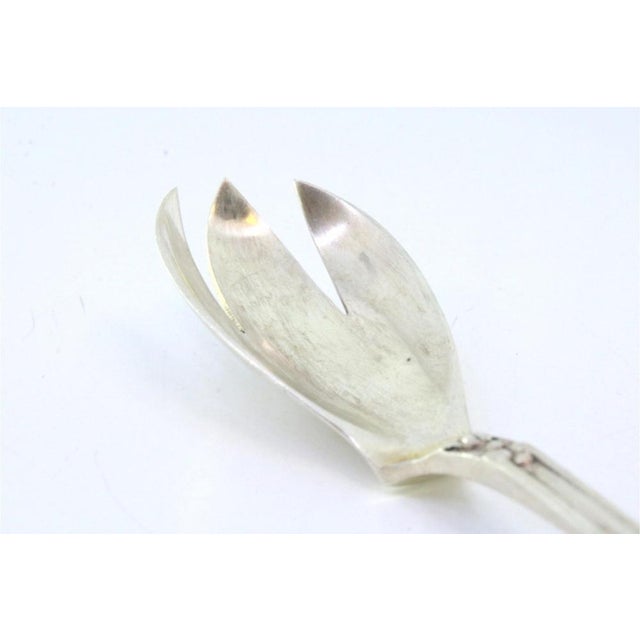 Silver Spaghetti Spoon with Grooves and Reliefs For Sale - Image 4 of 7