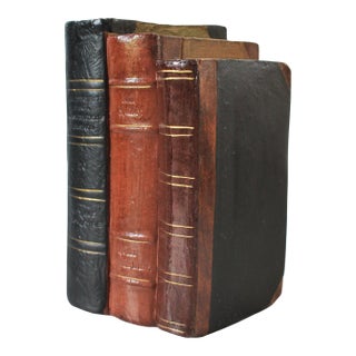 Vintage Faux Leather Books Bookend For Sale