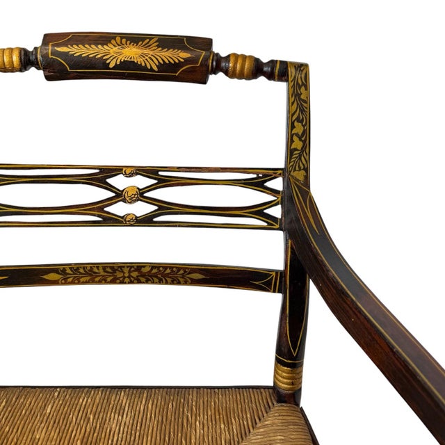 Early 19th Century “American Fancy” Faux Rosewood Paint-Decorated Sheraton Bench For Sale - Image 10 of 14