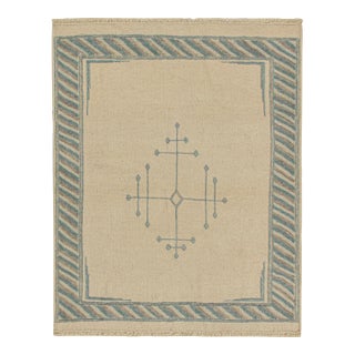 2010s Rug & Kilim’s Sofreh-Style Persian Kilim in Beige With Blue Medallion For Sale