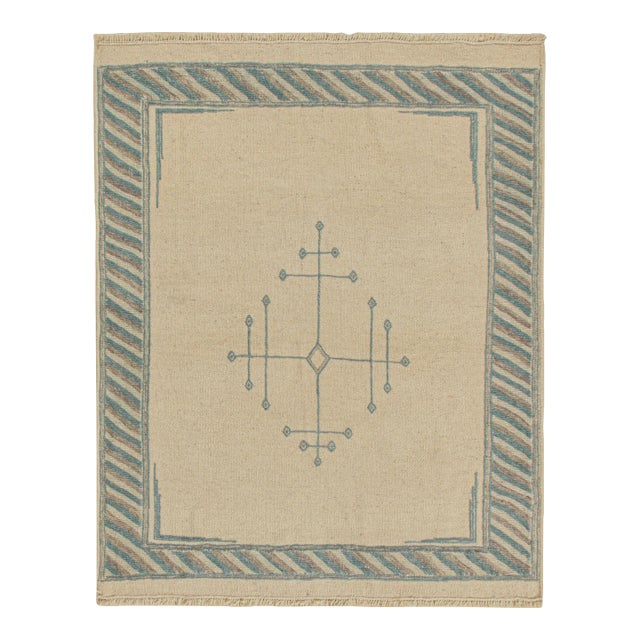 2010s Rug & Kilim’s Sofreh-Style Persian Kilim in Beige With Blue Medallion For Sale