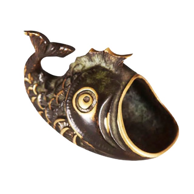 Fish Brass Ashtray, 1950s For Sale