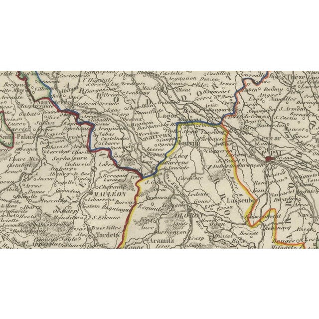 Antique Map of Basses-Pyrénées by Vuillemin, France, 1850 For Sale - Image 4 of 10