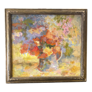 Vintage Gold Framed Floral Still Life by Molly Schiff