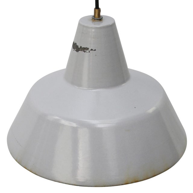Dutch industrial hanging lamp by Philips grey enamel white interior E27/E26 I have official proof of authenticity such as...