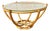 Restored Mid-Century Six-Pole Rattan Coffee Table W/ Floating Glass Top For Sale
