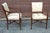 Pair of Hickory Chair Co Regency Style Mahogany and Cream striped Upholstered Armchairs Dimensions: 23.5" in width, 24" in...