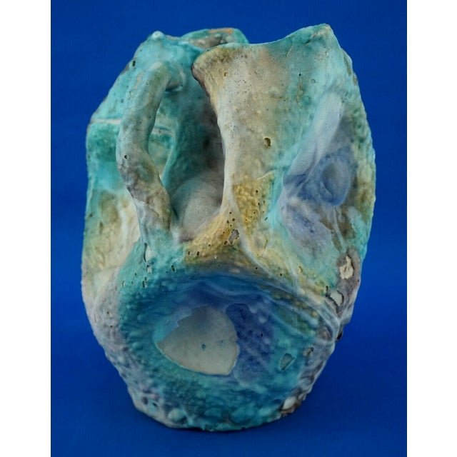 Mid-Century Modern Acid-Treated Majolica Ceramic Vase by Icav Icam Giordano Vietri, Italy, 1930s For Sale - Image 3 of 18