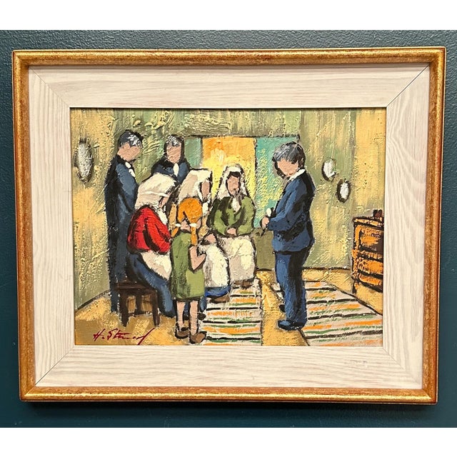 H. Strand, Gathering, 1950s, Oil on Canvas, Framed For Sale - Image 7 of 18