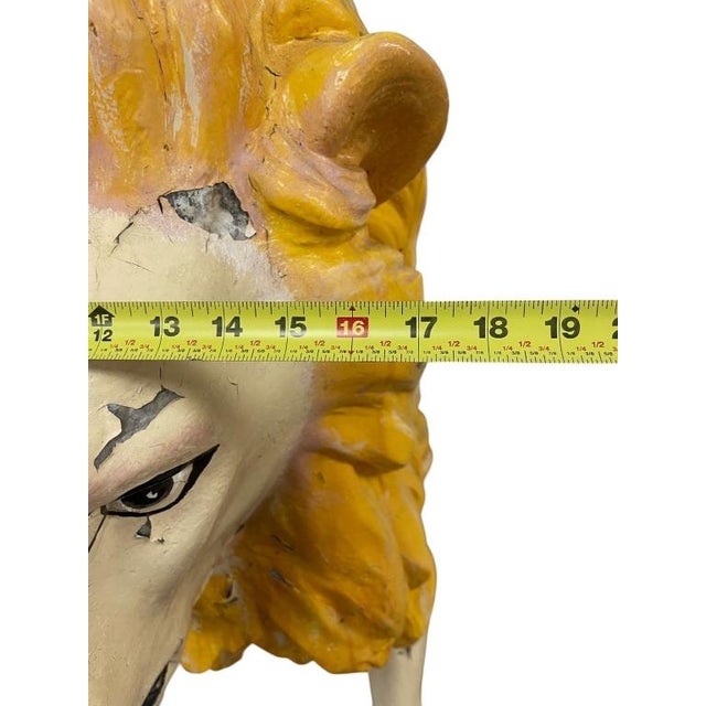 Large Vintage Hand-Painted Carousel Lion Carnival Figure, 80" Long For Sale - Image 4 of 8