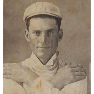 Antique Photograph Handsome Man in Cyclist Cap Portrait For Sale