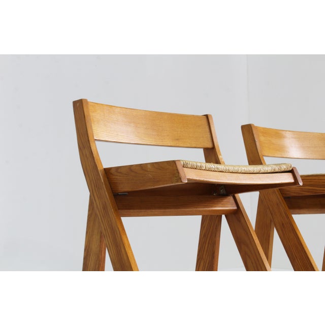 Brown Vintage Italian Wood and Rope Bar Stools, 1970s, Set of 2 For Sale - Image 8 of 9