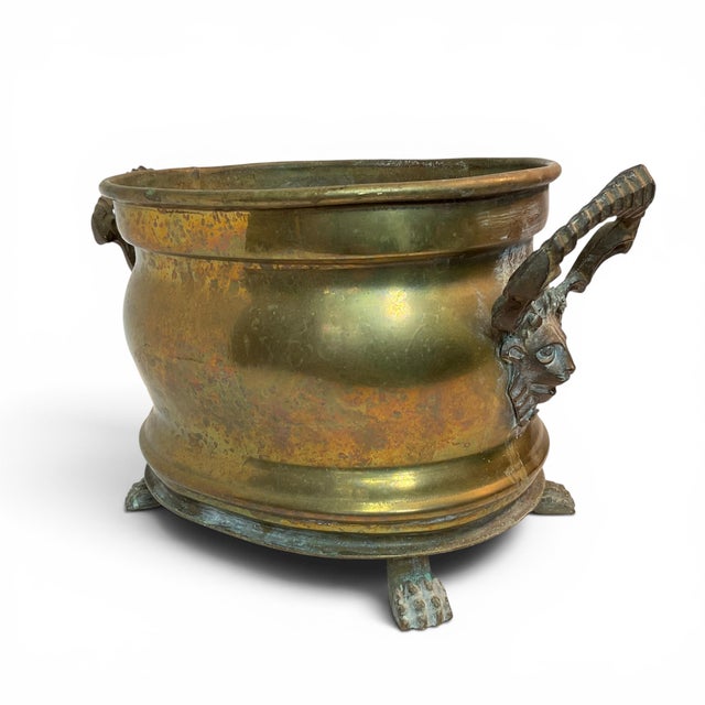 Brass Lions Head & Claw Feet Jardinière Planter For Sale - Image 4 of 14